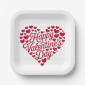 Happy Valentines Day Valentijn Love Heart Papieren Bordje (Voorkant)