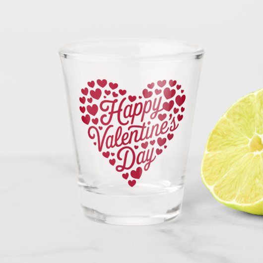 Happy Valentines Day Valentijn Love Heart Shot Glas (Voorkant)