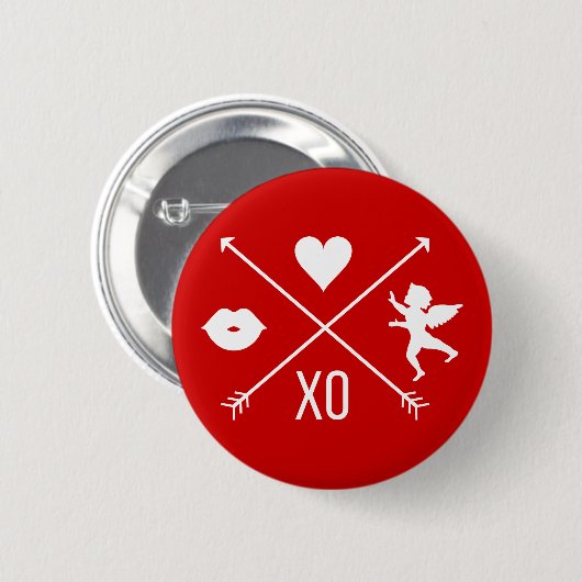 Happy Valentine's Day Valentijn Symbolen Button (Voorkant /achterkant)