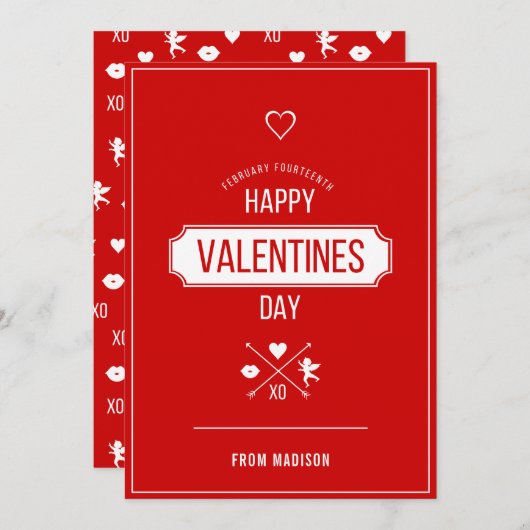 Happy Valentine's Day Valentijn Symbolen-kaart Feestdagenkaart (Voorkant / Achterkant)