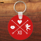 Happy Valentine's Day Valentijn Symbolen Sleutelha Sleutelhanger (Voorkant)