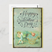  Happy Valentines Day Victoriaans Angel Briefkaart (Voorkant / Achterkant)