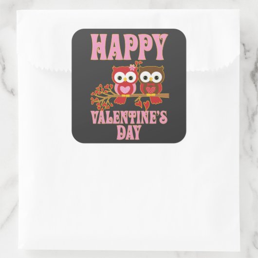 Happy Valentine's Day Vierkante Sticker (Tas)