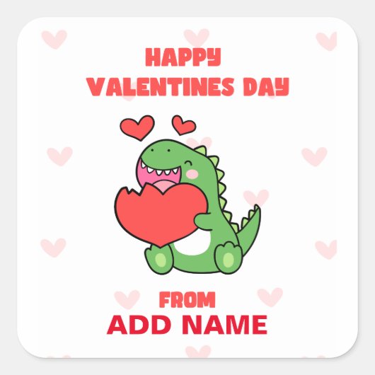 Happy Valentines Day Vierkante Sticker (Voorkant)