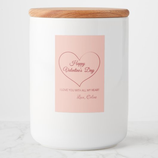 Happy Valentine's Day Voedselcontainer Etiket (Voorkant)