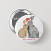 Happy Valentine's Day waterverf bunnies Button (Voorkant /achterkant)