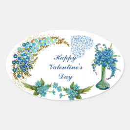 Happy Valentines Day  Waterverf Floral Ovale Sticker