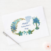Happy Valentines Day  Waterverf Floral Ovale Sticker (Envelop)