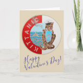 Happy Valentine's Day Wenskaart met kapitein Cat Feestdagen Kaart (Voorkant)