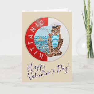 Happy Valentine's Day Wenskaart met kapitein Cat Feestdagen Kaart
