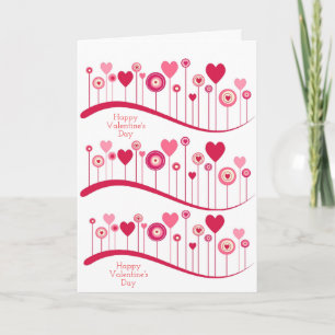 Happy Valentine's Day Wenskaart Roze Rood Hart Feestdagen Kaart