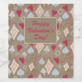 Happy Valentines Day Whimsical Heart Pattern Wijn Etiket (Enkel label)