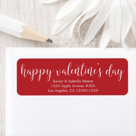 Happy Valentine's Day White Script Etiket (Insitu)