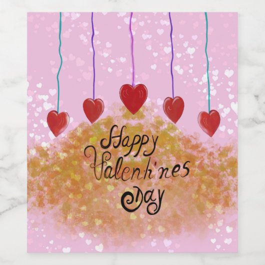 Happy Valentine's Day Wijn Etiket (Enkel label)