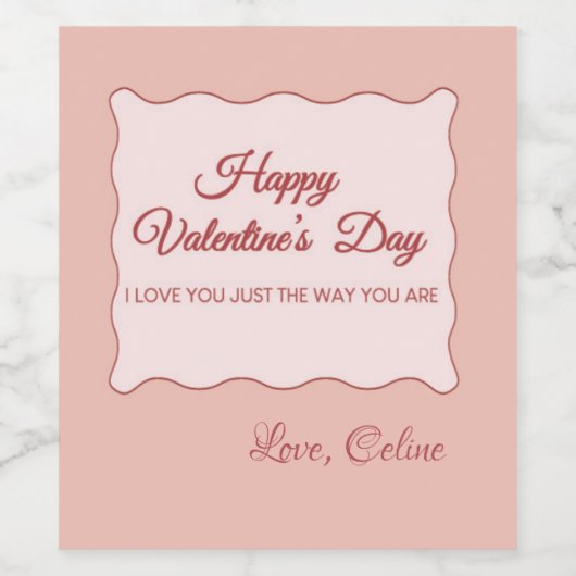 Happy Valentine's Day Wijn Etiket (Enkel label)
