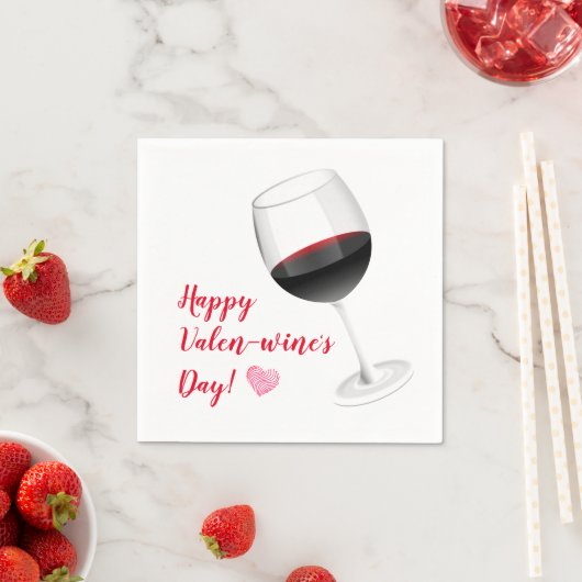Happy Valentines Day Wine Lovers Paper Napkins Servet (Insitu)