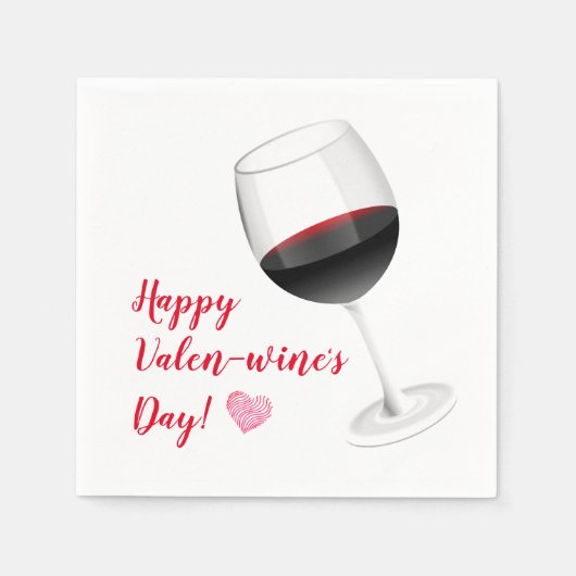Happy Valentines Day Wine Lovers Paper Napkins Servet (Voorkant)