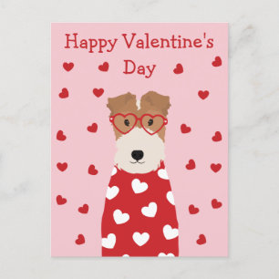 Happy Valentines Day Wire Fox Terrier Dog Briefkaart