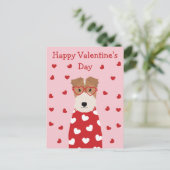 Happy Valentines Day Wire Fox Terrier Dog Briefkaart (Staand voorkant)