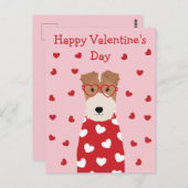 Happy Valentines Day Wire Fox Terrier Dog Briefkaart (Voorkant / Achterkant)
