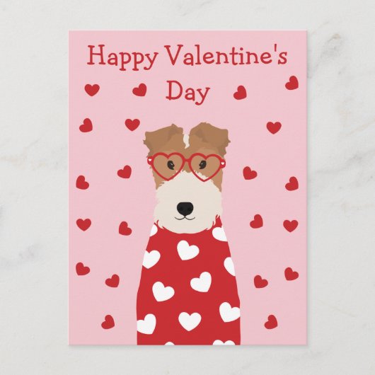 Happy Valentines Day Wire Fox Terrier Dog Briefkaart (Voorkant)