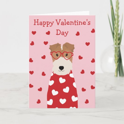 Happy Valentines Day Wire Fox Terrier Dog Feestdagen Kaart (Voorkant)