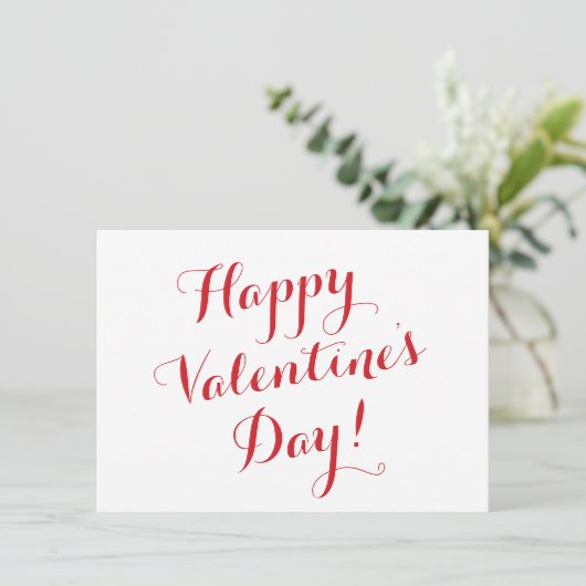Happy Valentine's Day wit rood script kalligrafie Kaart (Staand voorkant)