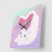 Happy Valentine's Day with Fluffy White Cat Vierkante Klok (Hoek)