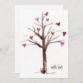Happy Valentine's Day with Love Red Heart Tree Feestdagenkaart (Voorkant / Achterkant)