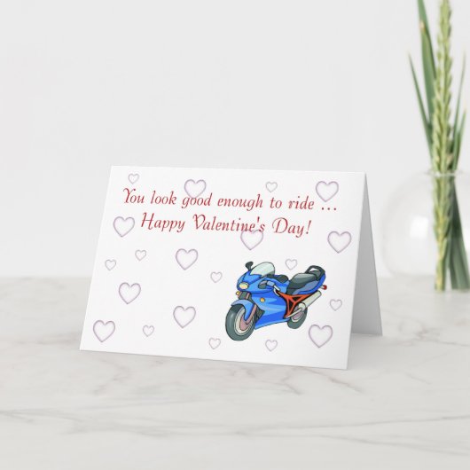 Happy Valentine's Day with motorbike for biker Feestdagen Kaart (Voorkant)