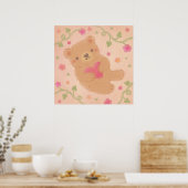 Happy Valentine's Day with Teddy Bear Poster (Keuken)