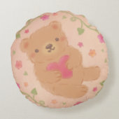 Happy Valentine's Day with Teddy Bear Rond Kussen (Achterkant)