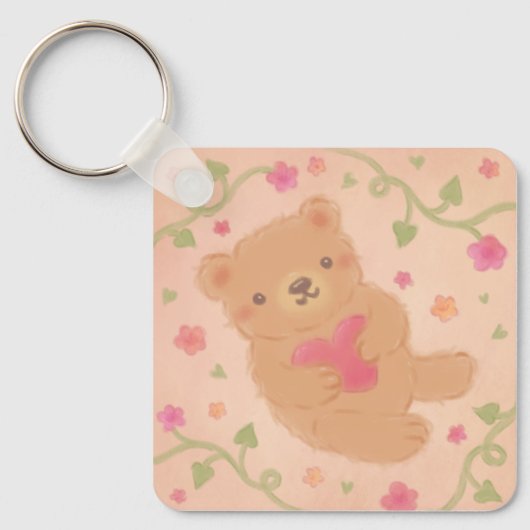 Happy Valentine's Day with Teddy Bear Sleutelhanger (Voorkant)