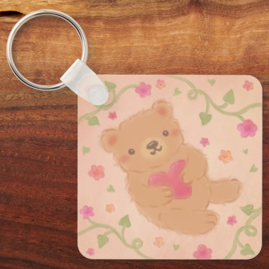 Happy Valentine's Day with Teddy Bear Sleutelhanger (Voorkant)