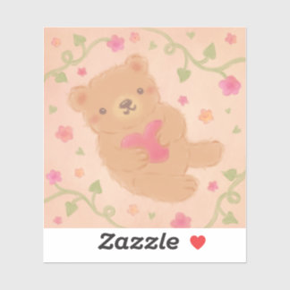 Happy Valentine's Day with Teddy Bear Sticker
