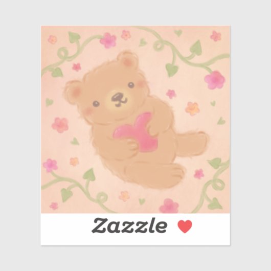 Happy Valentine's Day with Teddy Bear Sticker (Vel)