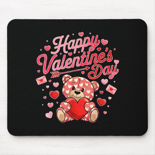 Happy Valentines Day Women Cute Bear Valentine Hea Muismat (Voorkant)