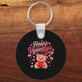 Happy Valentines Day Women Cute Bear Valentine Hea Sleutelhanger (Voorkant)