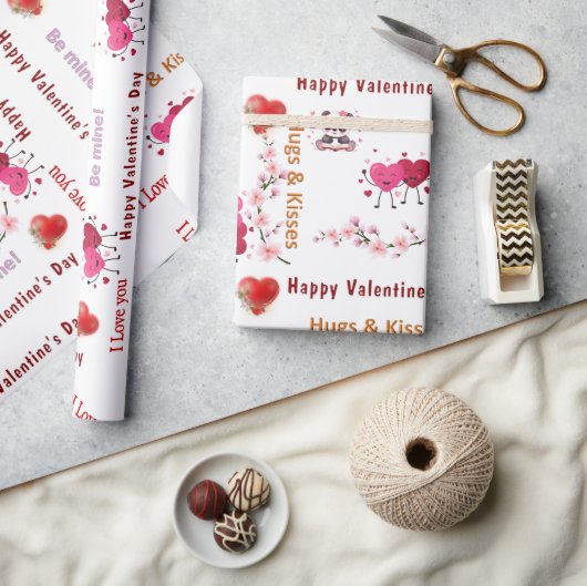 Happy Valentine's Day Wrapping Paper Couple Hearts Cadeaupapier (Crafts)