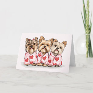 Happy Valentines Day Yorkshire Terrier Honden Feestdagen Kaart