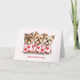 Happy Valentines Day Yorkshire Terrier Honden Feestdagen Kaart