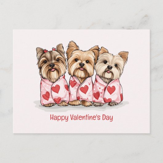 Happy Valentines Day Yorkshire Terrier Honden Feestdagenkaart (Voorkant)
