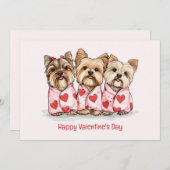 Happy Valentines Day Yorkshire Terrier Honden Feestdagenkaart (Voorkant / Achterkant)