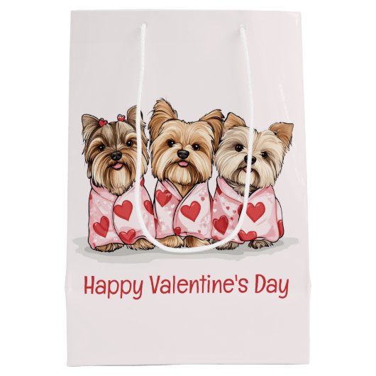 Happy Valentines Day Yorkshire Terrier Honden Medium Cadeauzakje (Achterkant)