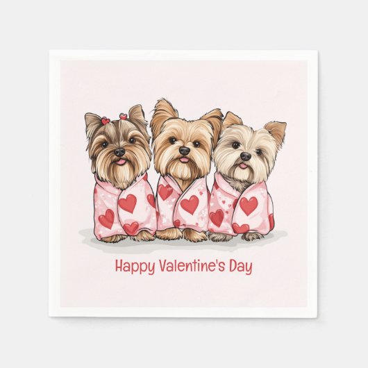 Happy Valentines Day Yorkshire Terrier Honden Servet (Voorkant)