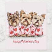 Happy Valentines Day Yorkshire Terrier Honden Wijn Etiket (Enkel label)