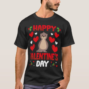 Happy Valentines Day Zee Otter Heart Love Animal L T-shirt