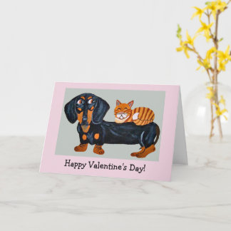 Happy Valentine's Dog & Cat Folded Greeting Card Kaart