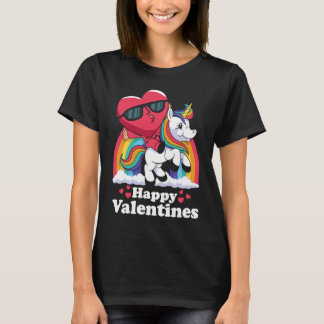 Happy Valentines Heart Unicorn T-shirt