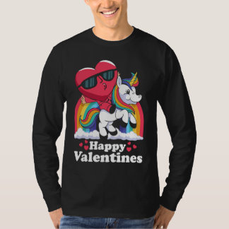 Happy Valentines Heart Unicorn T-shirt